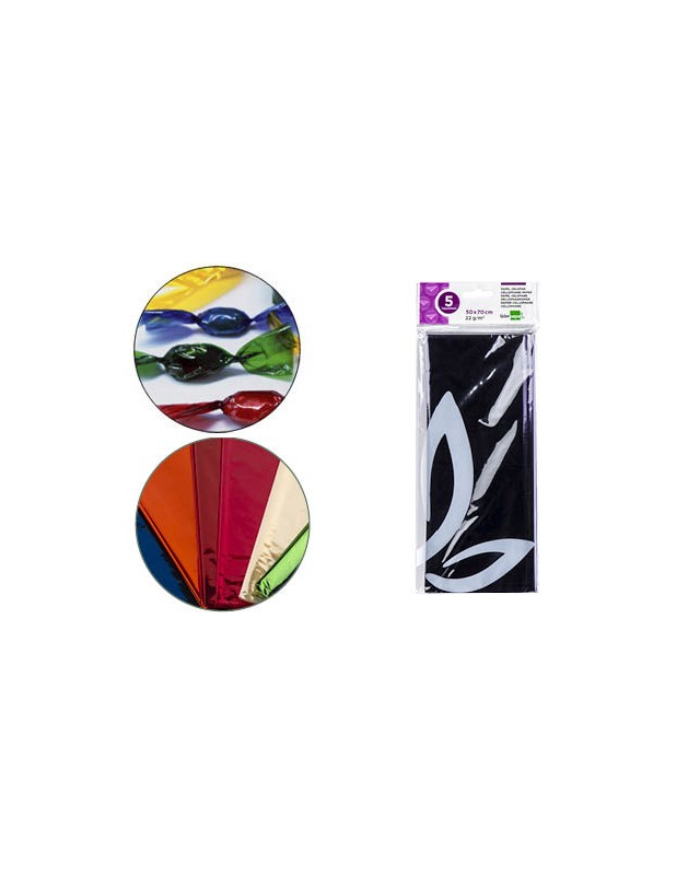Papel celofan liderpapel 50x70 cm 22 g bolsa de 5 hojas violeta