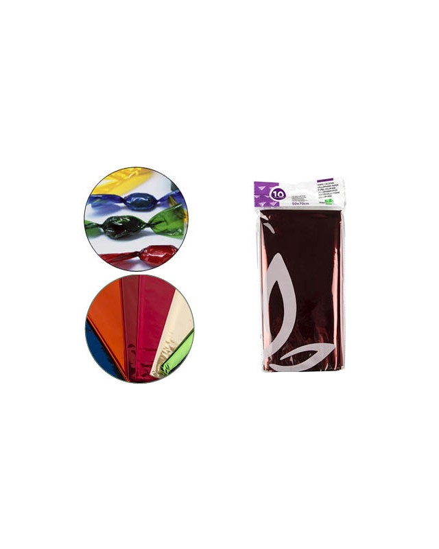 Papel celofan liderpapel 50x70 cm 22 g bolsa de 5 hojas colores surtidos