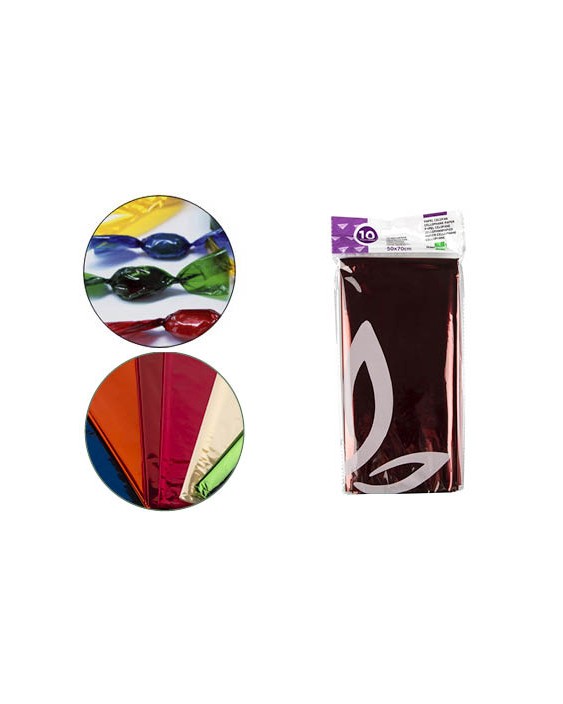 Papel celofan liderpapel 50x70 cm 22 g bolsa de 5 hojas colores surtidos