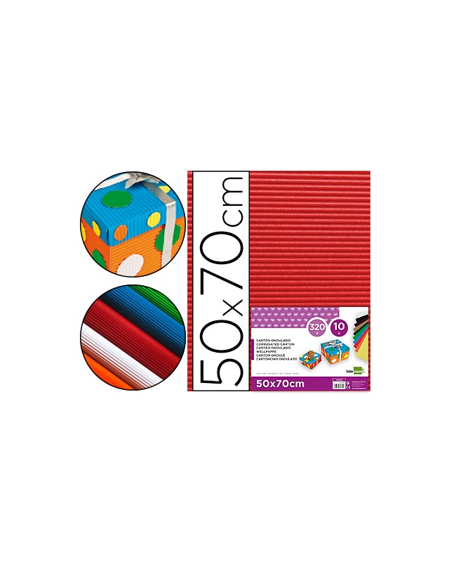 Carton ondulado liderpapel 50 x 70cm 320 g rojo