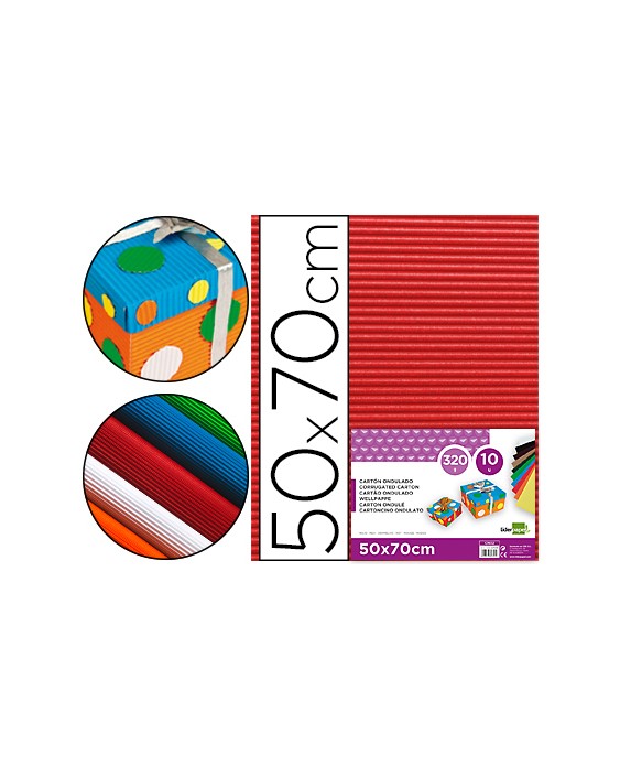 Carton ondulado liderpapel 50 x 70cm 320 g rojo