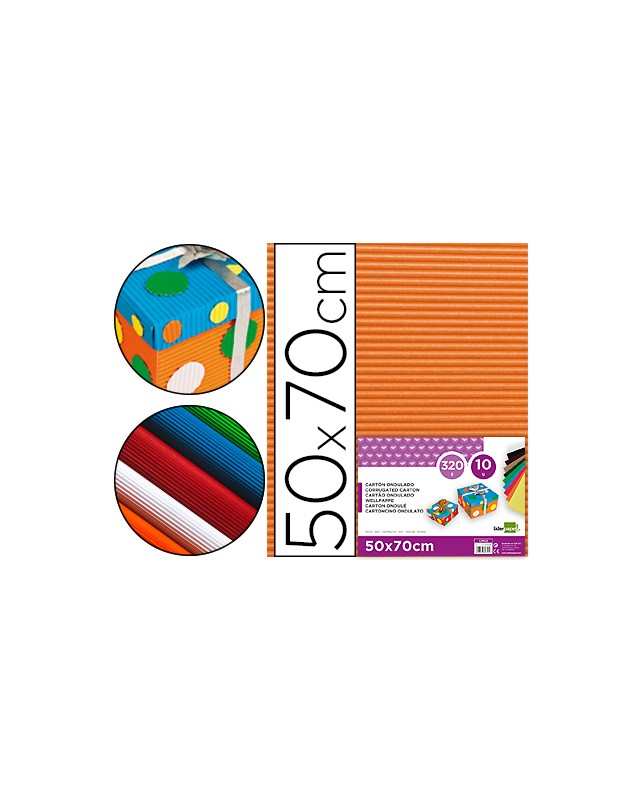 Carton ondulado liderpapel 50 x 70cm 320 g naranja