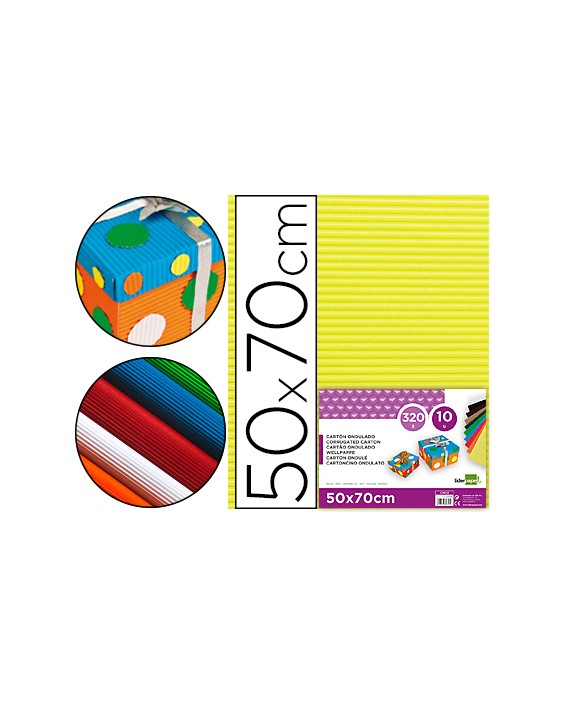 Carton ondulado liderpapel 50 x 70cm 320 g amarillo