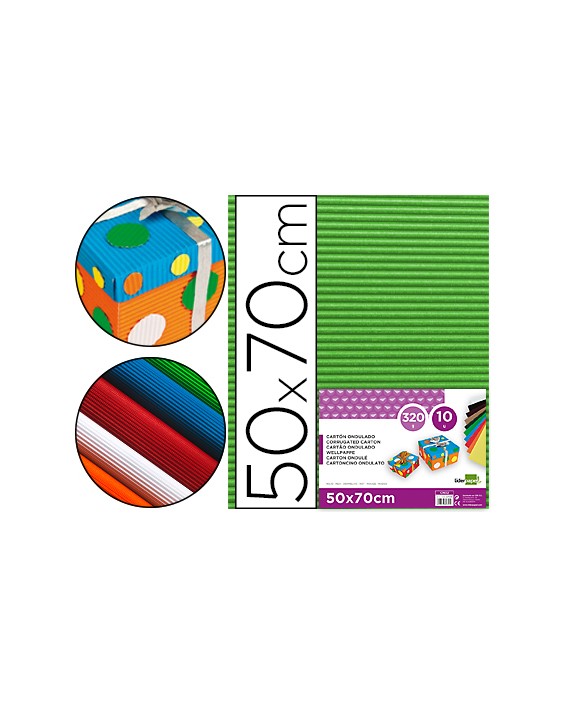 Carton ondulado liderpapel 50 x 70cm 320 g verde hoja