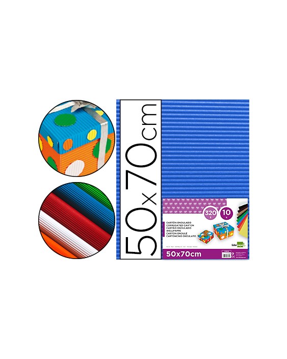 Carton ondulado liderpapel 50 x 70cm 320 g azul