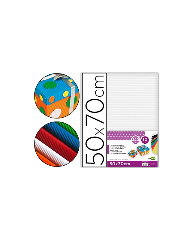 Carton ondulado liderpapel 50 x 70cm 320 g blanco
