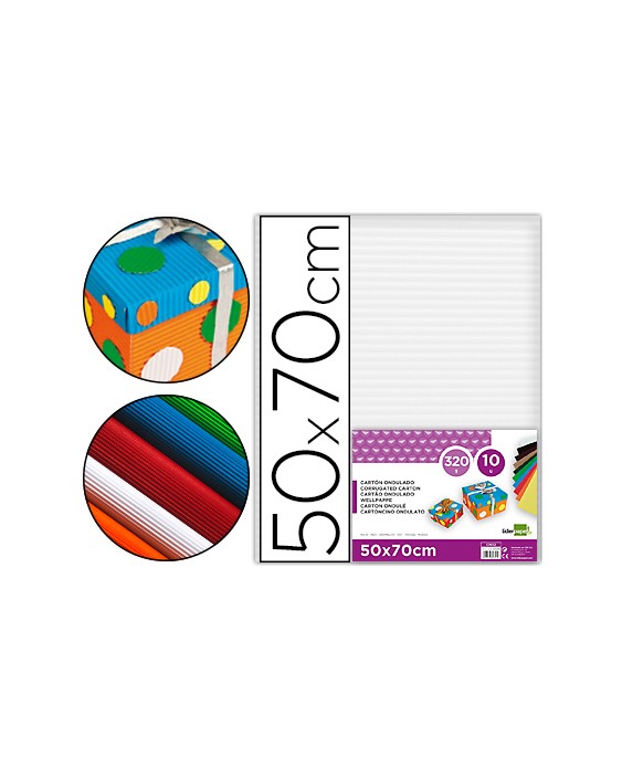 Carton ondulado liderpapel 50 x 70cm 320 g blanco
