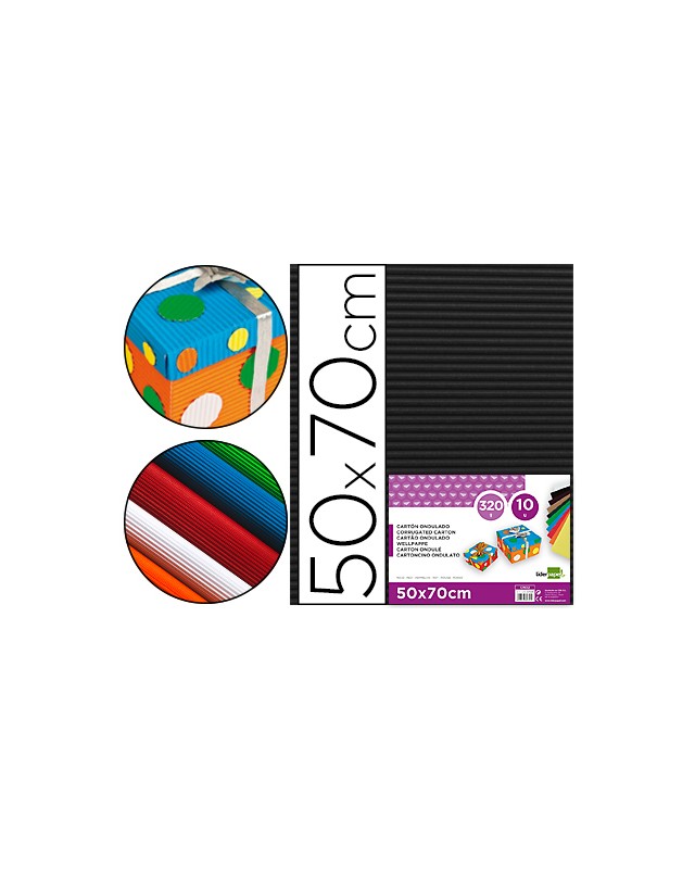 Carton ondulado liderpapel 50 x 70cm 320 g negro