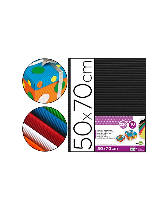 Carton ondulado liderpapel 50 x 70cm 320 g negro