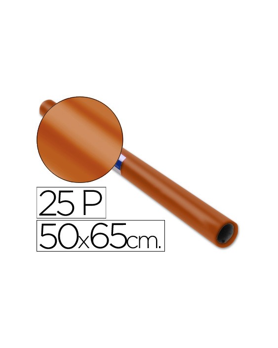 Papel charol marron rollo 25 hojas de 50x65 cm