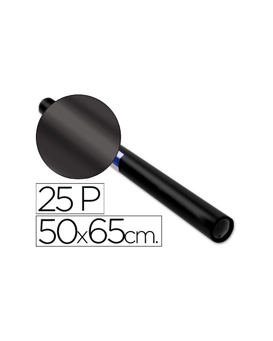 Papel charol negro rollo 25 hojas de 50x65 cm