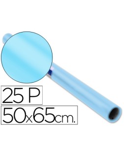 Papel charol celeste rollo 25 hojas de 50x65 cm