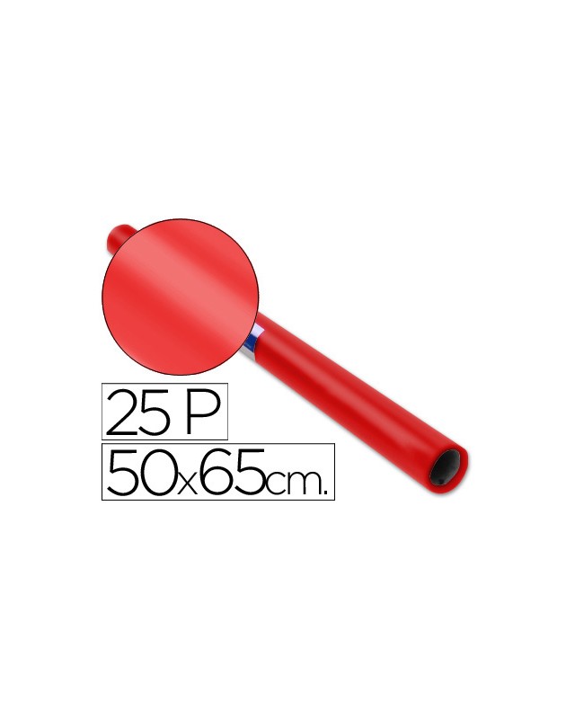 Papel charol rojo rollo 25 hojas de 50x65 cm