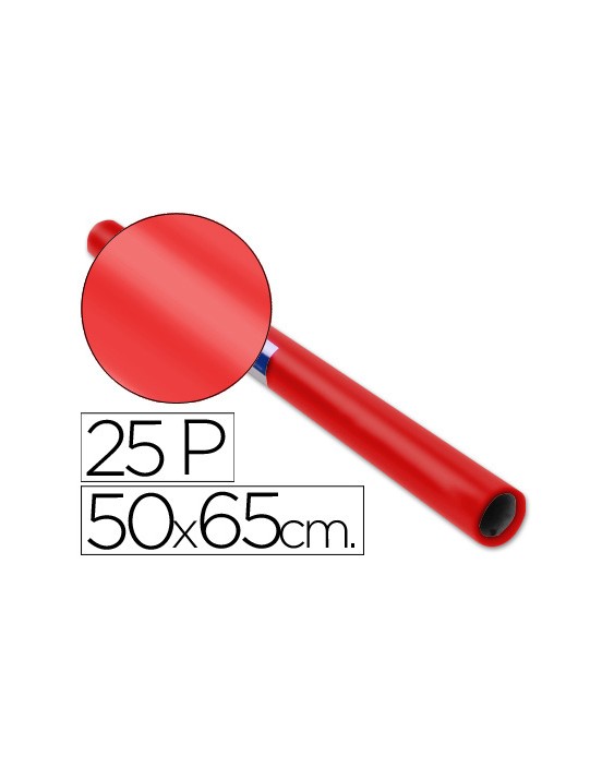 Papel charol rojo rollo 25 hojas de 50x65 cm