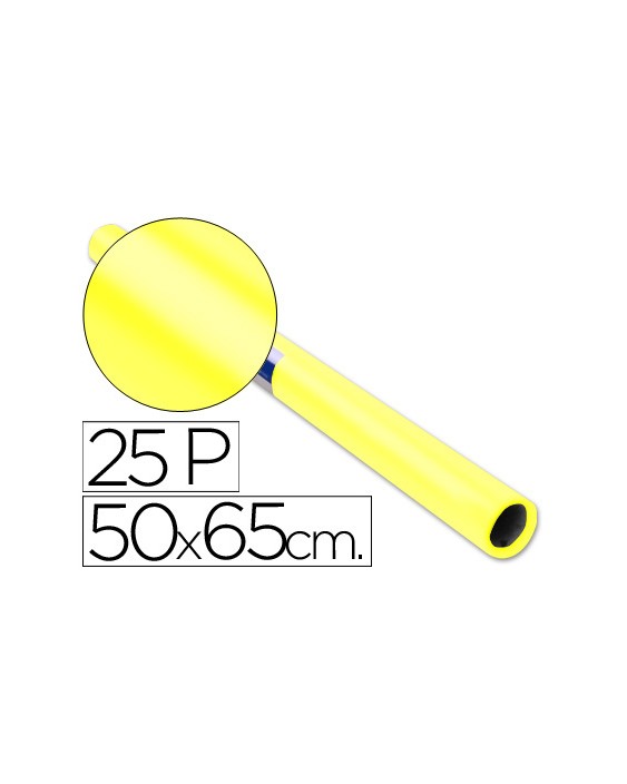 Papel charol amarillo rollo 25 hojas de 50x65 cm