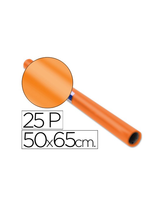 Papel charol naranja rollo 25 hojas de 50x65 cm