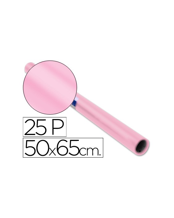 Papel charol rosa palido rollo 25 hojas de 50x65 cm