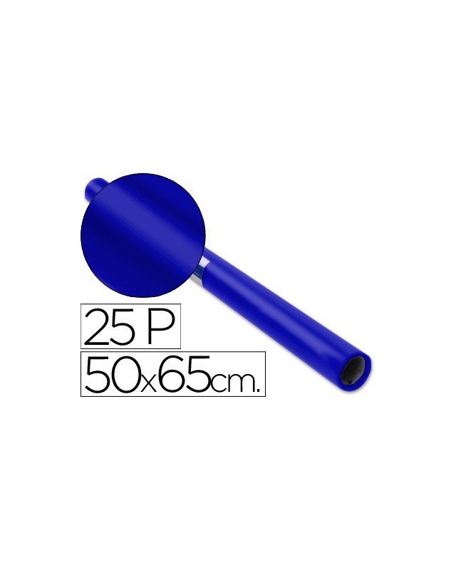 Papel charol azul rollo 25 hojas de 50x65 cm