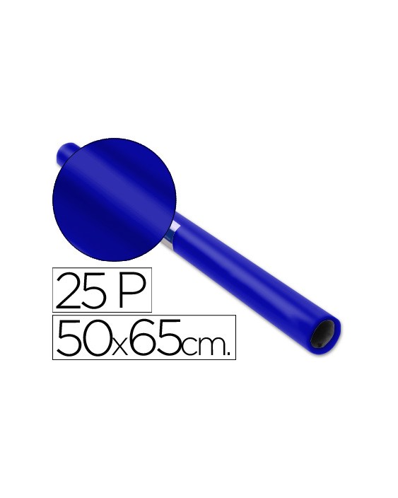 Papel charol azul rollo 25 hojas de 50x65 cm