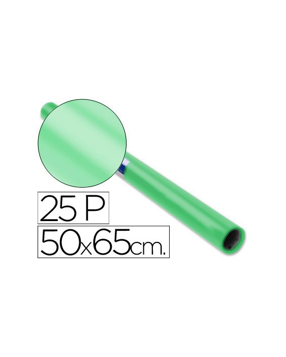 Papel charol verde palido rollo 25 hojas de 50x65 cm