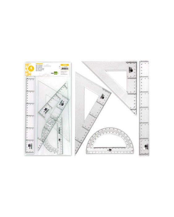Juego escuadra y cartabon 25cm regla 30cm y semicirculo 15cm liderpapel en petaca incolora