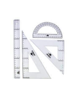 Juego escuadra y cartabon 25cm regla 30cm y semicirculo 15cm liderpapel en petaca incolora