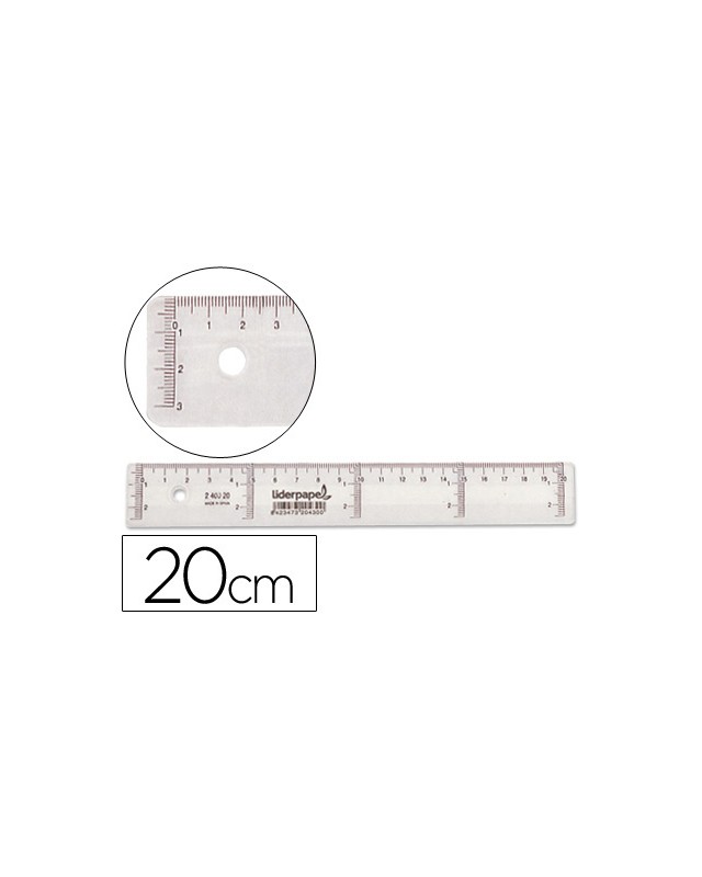 Regla liderpapel plastico cristal 20 cm