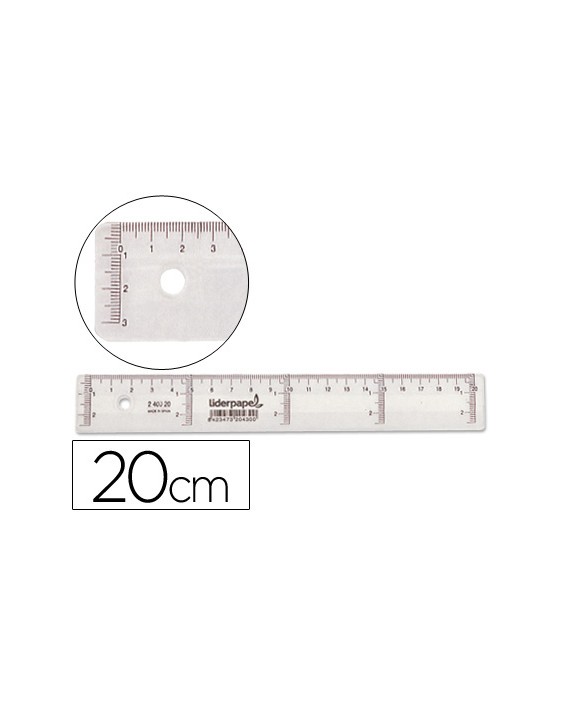 Regla liderpapel plastico cristal 20 cm
