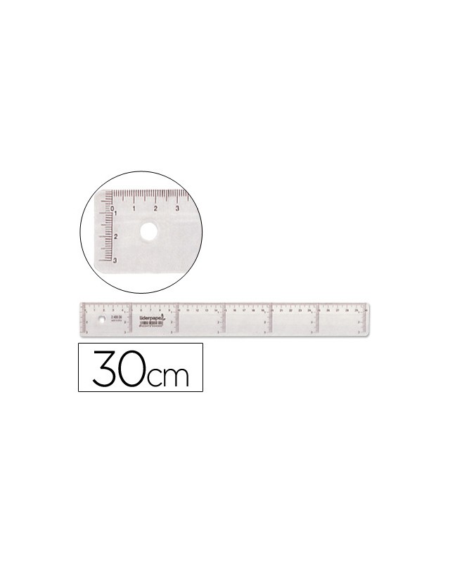 Regla liderpapel plastico cristal 30 cm