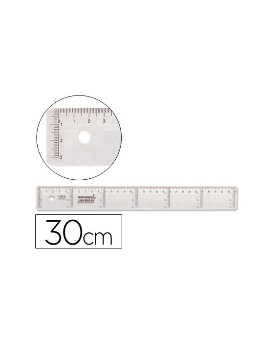 Regla liderpapel plastico cristal 30 cm
