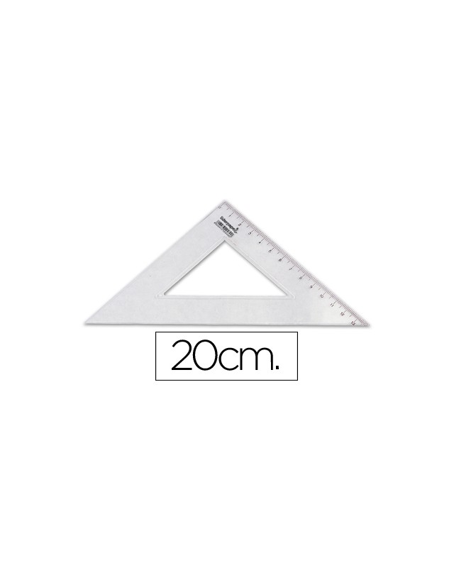 Escuadra liderpapel 20 cm plastico cristal