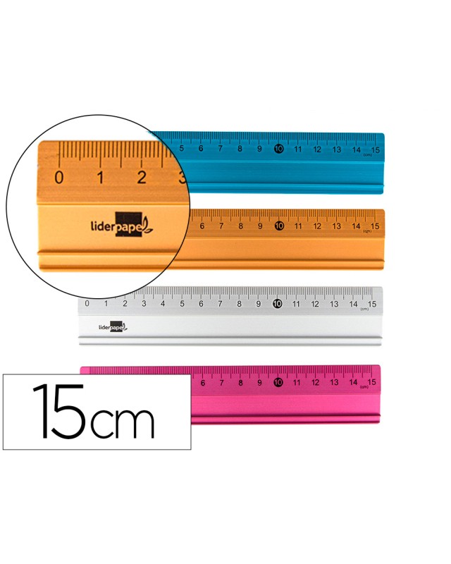 Regla liderpapel 15 cm aluminio colores surtidos