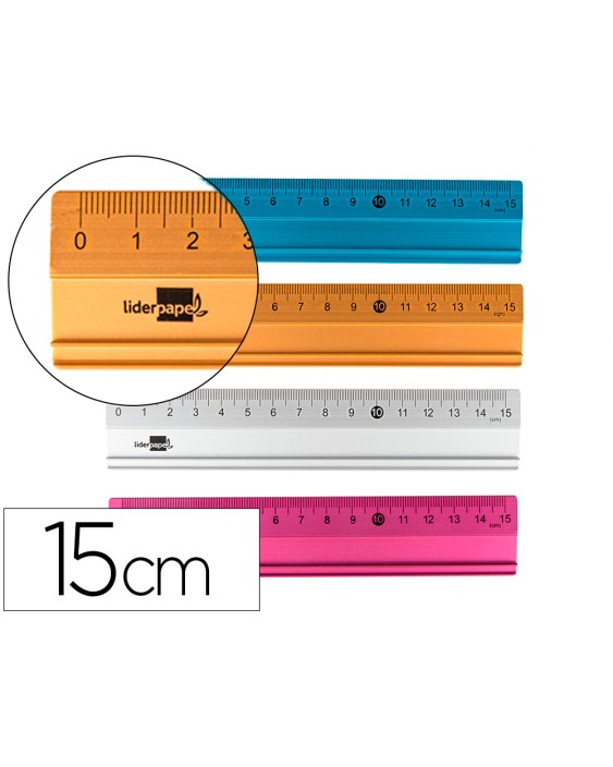 Regla liderpapel 15 cm aluminio colores surtidos