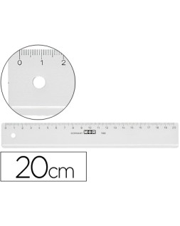 Regla m+r 20 cm plastico transparente