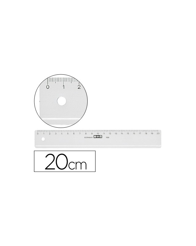 Regla m+r 20 cm plastico transparente