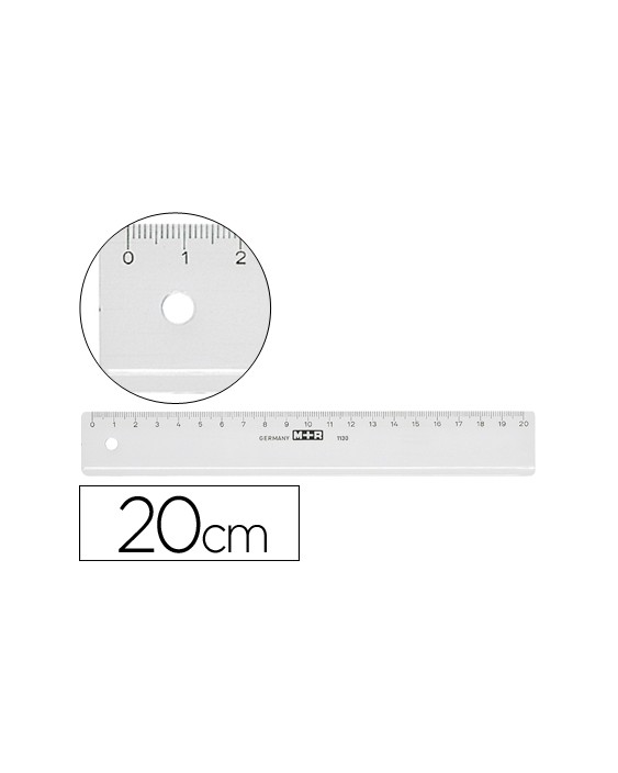 Regla m+r 20 cm plastico transparente