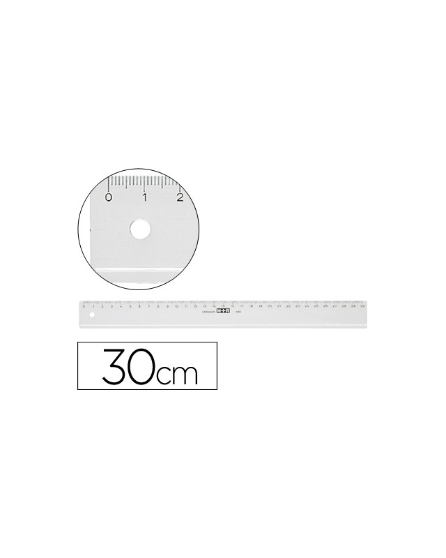 Regla m+r 30 cm plastico transparente