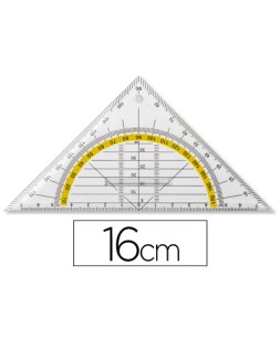 Escuadra liderpapel geometria 16 cm plastico cristal con pestaña de sujeccion