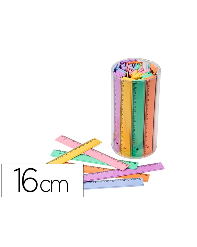 Regla faibo plastico 16 cm bote de 100 unidades colores surtidos
