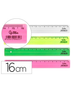 Regla liderpapel plastico 16 cm cubilete con 100 unidades colores surtidos