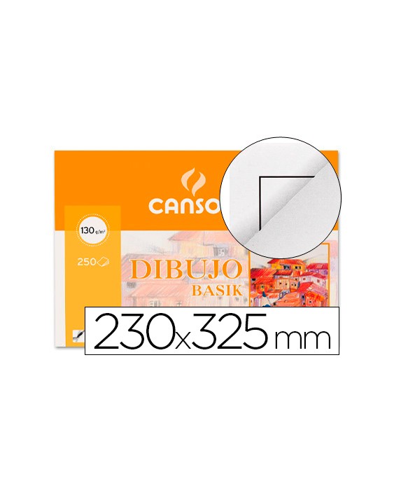 Papel dibujo basik 23x32.5 cm 130 gr con recuadro