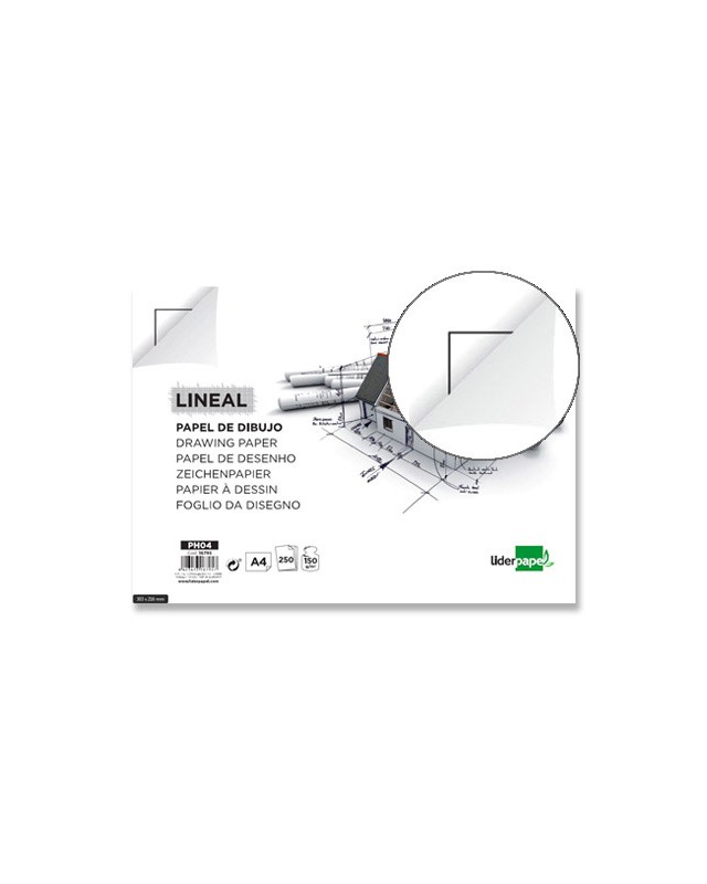 Papel dibujo liderpapel 210x297mm 150g/m2 con cajetin para datos