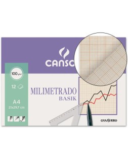 Papel milimetrado guarro 210x297 mm minipack de 12 hojas