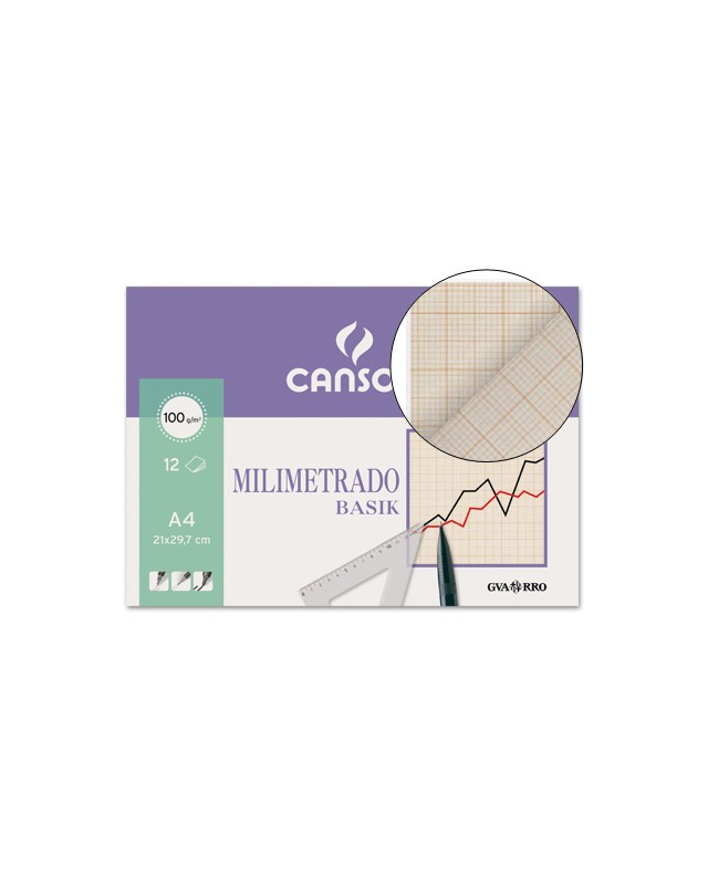 Papel milimetrado guarro 210x297 mm minipack de 12 hojas