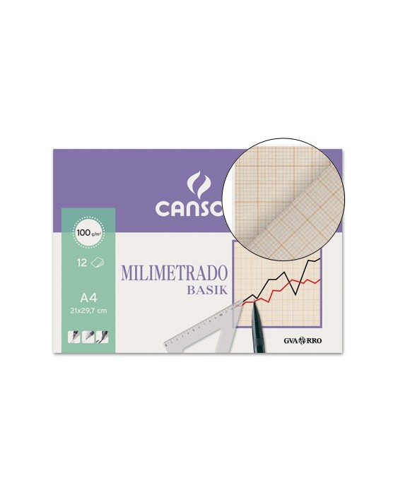 Papel milimetrado guarro 210x297 mm minipack de 12 hojas