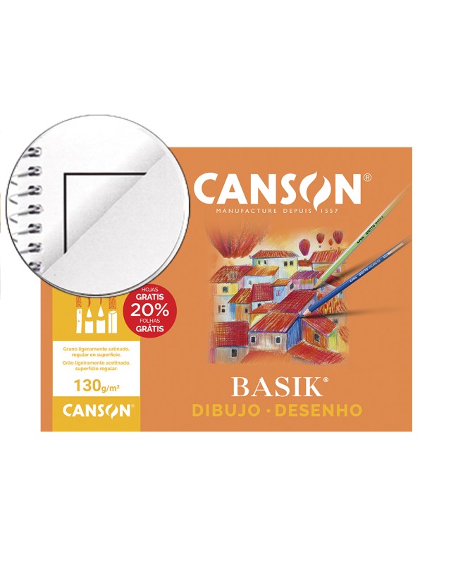 Papel dibujo basik 240x320 din a4 + 130 gr con recuadro minipack de 10 hojas