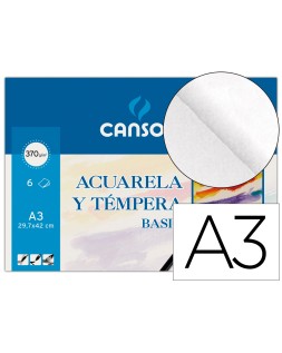 Papel acuarela basik canson din a3 370 gr pack de 6 hojas