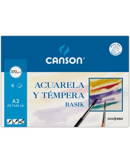 Papel acuarela basik canson din a3 370 gr pack de 6 hojas