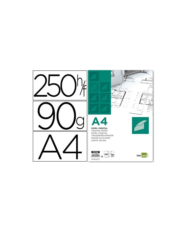 Papel vegetal liderpapel 90gr 210x297mm