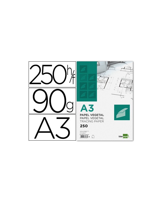 Papel vegetal liderpapel 90gr 297x420mm